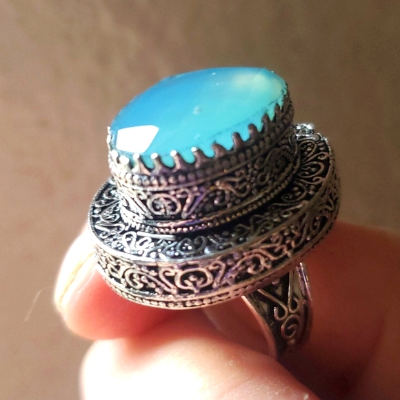 New Huge Faceted Chalcedony 925 Silver Statement Ring. - Picture 1 of 16